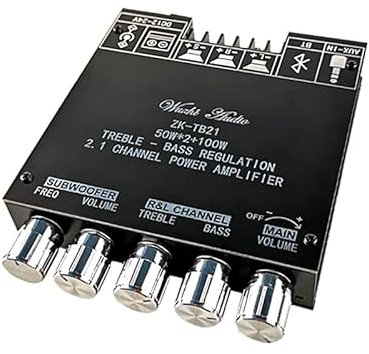 Hi-Fi Amplifier，Audio Amplifier 2 * 50W+100W Power Subwoofer Amplifier Board Bluetooth 5.0 TPA3116D2 2.1 Channel TPA3116 Audio Stereo Equalizer AUX Class D Amp