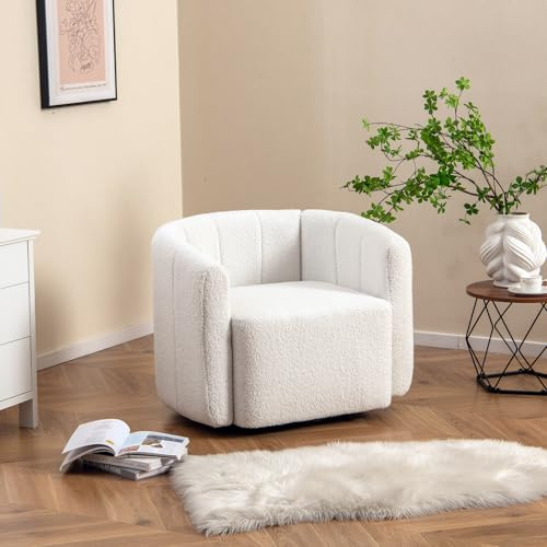 COSTWAY Poltrona Relax Girevole, Poltrona Moderna Imbottita con Schienale Curvo e Braccioli, Sedia da Lettura per Soggiorno, Poltrona Soggiorno, Portata 160 kg