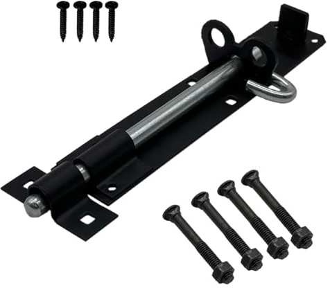 Garden Mile 1pc Black Bolt Lock For Shed Gates Doors 8 / 200mm Sliding Brenton Bolts Gate Bolts For Wooden Gates Heavy Duty Locking Black Door Bolt Weatherproof Bolts For Doors And Sheds