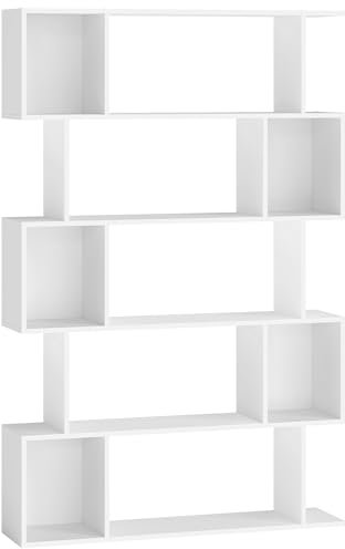 VASAGLE Bücherregal mit 5 Ebenen, Standregal, 24 x 90 x 159 cm, Aufbewahrungsregal mit offenen Fächern, für Wohnzimmer, Schlafzimmer, Arbeitszimmer, mattweiß LBC416W01