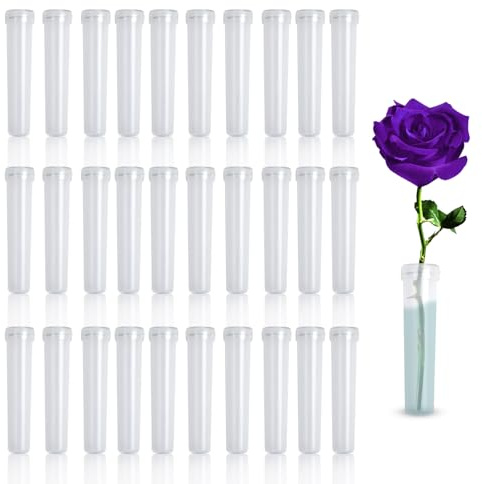 LUMOOM 30 tubos de flores, tubos de ensayo para flores, tubos de orquídeas con tapas, tubos de agua para arreglos florales, tubos de ensayo reutilizables y duraderos