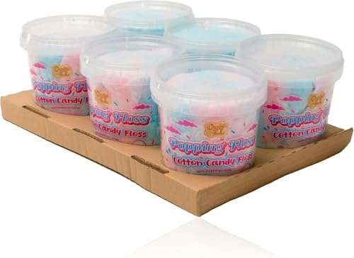 Candy Paradise Halal Cotton Candy, Fluffy & Popping Floss Cotton Candy Floss (50g (Pack of 6), Popping Strawberry & Tutti-Frutti)