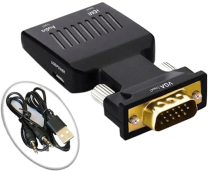 YXYOZMD Adaptateur de convertisseur Compatible VGA vers HDMI, Adaptateur VGA 1080P pour PC Portable vers projecteur HDTV, Audio vidéo, Compatible HDMI vers VGA(VGA to HDMI)