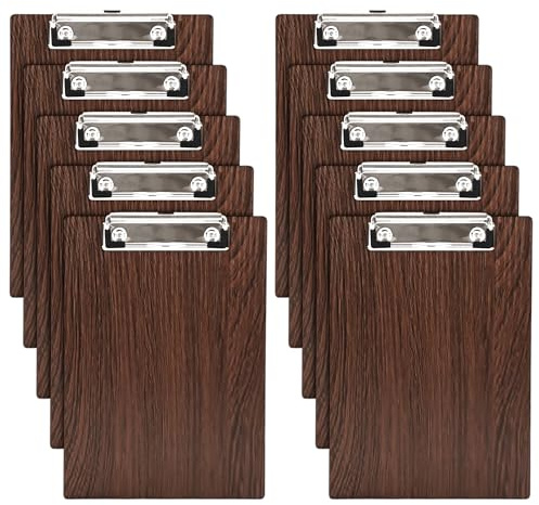 Aramanara Klemmbretter, A5-Klemmbretter, Holz-Klemmbretter, Hartfaserplatten-Klemmbretter mit niedrigem Profil-Clip und Loch zum Aufhängen, für Büro, Memo, Dokumente, 10 Stück