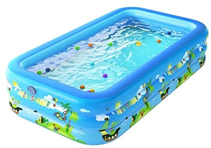 OUYUE Piscine Gonflable Piscine Gonflable Famille Pleine Grandeur Blow Up Piscine 3 Anneaux Gonflable Pataugeoire Piscine Salon Adultes Piscine pour Jardin(388x185x60cm)