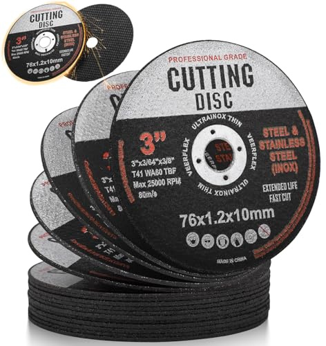 Samamoca 16 Stück Trennscheiben 76mm – Schnittscheiben Flexscheiben für Winkelschleifer, Schwarz Zirkon-Weißkorund, Dünn Ø76x10mm, für Metall & Holz, Kompatibel mit Bosch GWS 12V-76