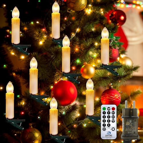 Artrastar Guirlande Lumineuse LED Bougies De Sapin De Noël 11 M 20 LED À Pince IP44 Éclairage De Sapin Guirlandes Intérieur Avec Prise Blanc Chaud