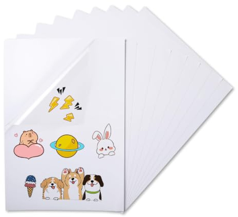 Feuilles Papier Autocollant A4 – Imprimables, Étanches, Haute Qualité pour Inkjet/Laser, Autocollants Transparants/Blancs pour DIY, Étiquetage et Artisanat