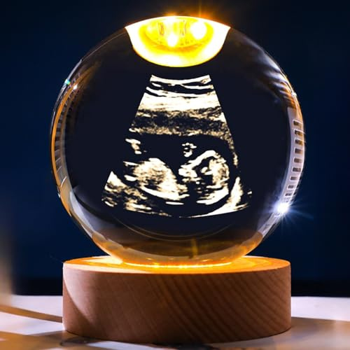 Luz Nocturna De Ultrasonido Personalizada, Bola De Cristal 3D Con Foto De Ultrasonido B Personalizada, Lámpara Con Marco De Fotos De Ecografía Personalizada Grabada Con Nombre Y Fecha Del Bebé(6cm)
