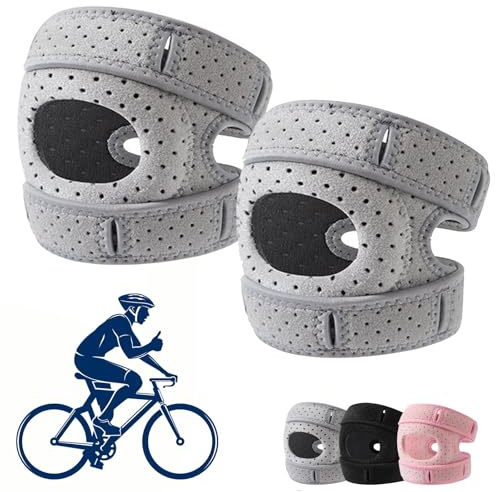 Qosigote Genouillère Anti-Douleur, Well Knee Kniebandage, Genouillère Arthrose Genou, Support De Genou, Sangle Rotulienne Pour Un Ajustement, Matériau De Qualité, Facile À Porter (Gris,S/M)