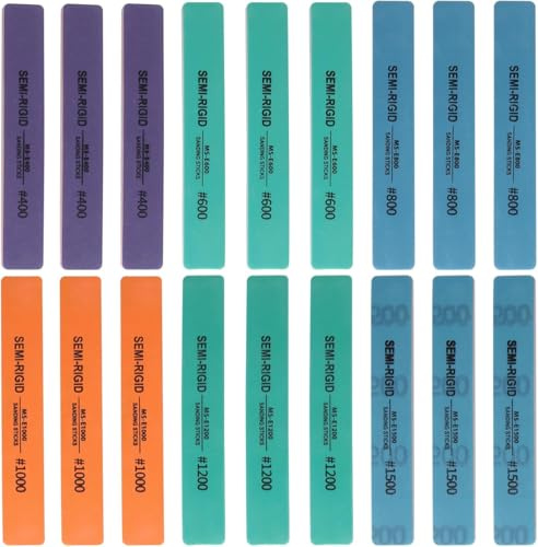 KEWAYO Set de 18 bâtonnets à poncer 6x400-1500 Grains Imperméable & réutilisable pour Bois, Plastique, Impressions 3D, modélisme (Auto, Gundam) & DIY