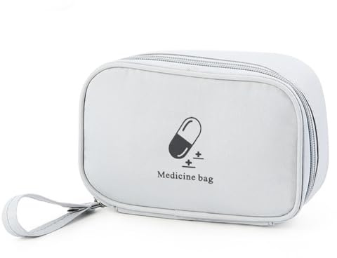 COYUN Praktische Reiseapotheke in Taschenform für unterwegs,Klein Medikamententasche Reise, Erste Hilfe Set Outdoor,für Schule, Camping, Zuhause oder auf Reisen(Grau)