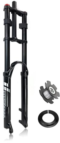 DHNCBGFZ 26/27.5/29 Inch Travel 160mm DH Mountain Bike Suspension Fork Disc Brake MTB Air Fork 1-1/8 Straight Double Crown Fork Manual Lockout QR 9MM(Black,26in)