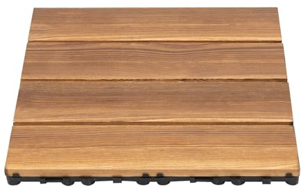 Piastrelle per terrazze, sistema a scatto, per balcone, pavimenti in legno, per esterni con superficie carbonizzata, resistente alle intemperie, rivestimento per pavimenti in balcone, assi antiscivolo