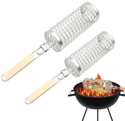 Runder Grillkorb – Edelstahl-Gemüsewerkzeug für Garnelen, Pommes und Gemüse – perfekt für Outdoor-Kochen, Heckklappe und Grillbegeisterte im Garten