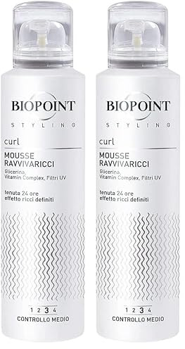 Biopoint Styling - Mousse Ravvivaricci, Definisce i Capelli Ricci, Azione Idratante e Anticrespo, Dona Morbidezza, Elasticità e Volume, 150 ml (Confezione da 2)