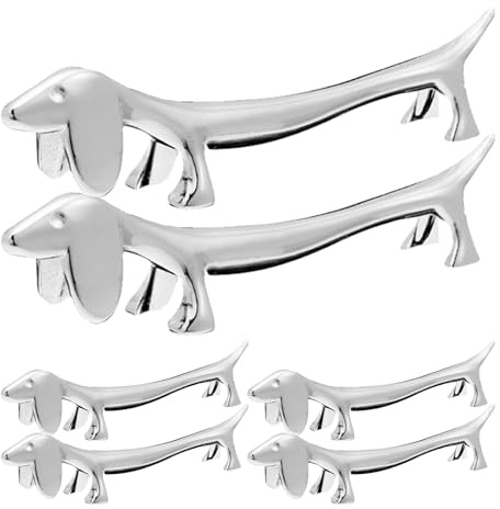 TOYANDONA 6 Pezzi Poggia Posate a Forma di Cane, Porta Posate Bassotto in Lega di Zinco, Appoggia Bacchette per Tavolo, Decorazione Elegante | Argento, per Decorazione Tavola e Casa, Pratico da Riporre, Facile da Pulire