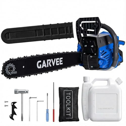 Garvee Trôneçonneuse thermique puissante 52cc – Moteur 2 temps 2,2kW, guide 50 cm – Démarrage rapide, frein de chaîne, anti-vibrations – Poignée ergonomique, double réservoir – Idéale coupe
