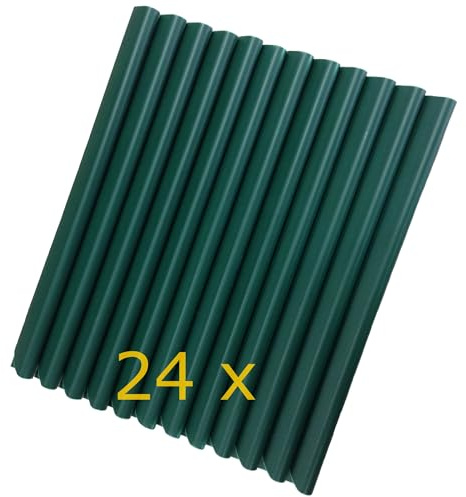 workingHOUSE Premium Klemmstreifen 24er-Pack, Grün RAL 6005 | Für Gitterstabmattenzäune mit 200mm Stababstand, 19cm breit, einfache Nachrüstung