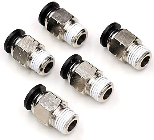 CEKER Push to Connect Tube Fitting PC 1/4 Tube Od x 1/8 NPT Thread Quick Connect Air Fittings Pneumatic Connector Straight Push Lock Air Hose Fittings 5Packs