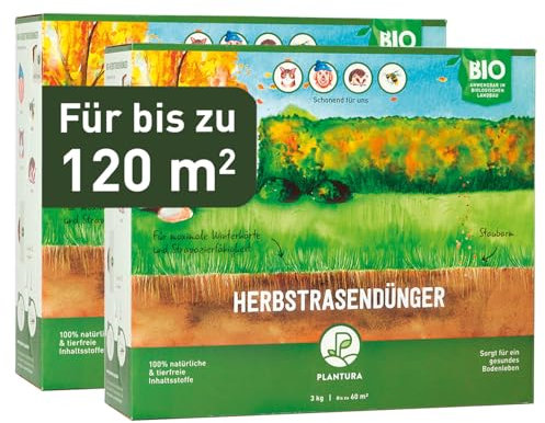 Plantura Bio-Herbstrasendünger, 3 Monate Langzeitwirkung, Kaliumdünger für maximale Winterhärte, Streuwagen geeignet, 6 kg für 120 m²