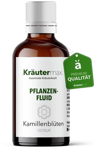 Kräutermax Kamillenblüte Tropfen 1 x 50 ml, Pflanzen Fluid Destillat nach Paracelsus, ideale Ergänzung zu Tee, Extrakt flüssig, Tinktur, Kapseln, Tabletten - Vegan Kamille