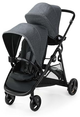 Graco Ready2Grow 2.0 Double Stroller, Twin Baby Stroller Features Bench Seat and Standing Platform Options, Compact Fold Perfect for Baby Travel, Rafa
