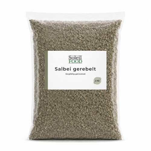 SoleilFOOD Salbei gerebelt getrocknet 1 kg - Salbeitee, Kräuter | gerebelter Salbei, würzig-aromatisch, gentechnikfrei - ideal zum Kochen & als Salbeitee