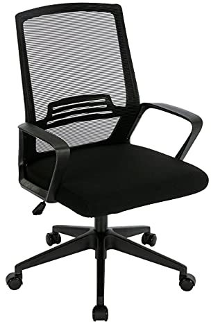 Silla de Oficina o Escritorio ergonómica con Ruedas giratorias y Soporte Lumbar. Respaldo de Malla Transpirable. Soporta hasta 150kg. Ideal despacho, casa o teletrabajo. Diseño Moderno y Juvenil.