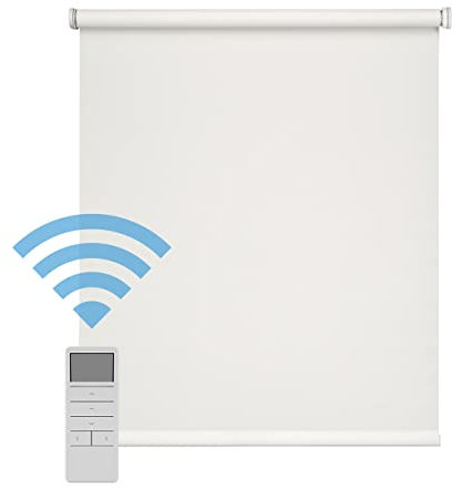 Easydeco - Premium Automatic Electric Screen Motor Roller Blind, White, 120_x_250_cm