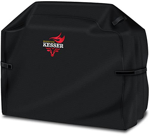 KESSER® Premium BBQ Grillabdeckung Gasgrill Grillhaube Abdeckung Wetterfest - für Weber, Brinkmann, Char Broil Grill Abdeckhaube Schutzhülle | 600D Oxford- Gewebe Reißfest | 152x71x112cm | Schwarz