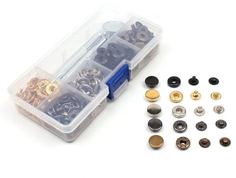 60 Sets Leather Rivets Double Cap Rivet Tubular Metal Stud Multi-Color Round Head Button Stud Solid Brass Rivet Buttons for Bibs Custom Clothing or DIY