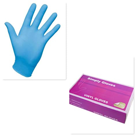 1000 gloves - 10 boxes - Disposable Blue Vinyl Gloves, Latex and Powder Free Size Medium. Cleaning, Decorating, Tattoo, Catering Motor Mechanics (Large)