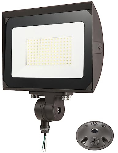 ECCFUTLL 100W Outdoor LED Flood Light with Plate, 5000K Daylight 13000LM 120V, UL Waterproof LED Security Flood Lighting for Wall Wash/Sign/Flagpole/Tree/Yards/Advertising Boards