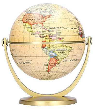 Qiilu Mini Weltkarte Globus Englische Ausgabe Desktop Rotierende Erde Erdkunde Globus Lehrmittel Premium Material Entdecken Sie die Welt auf