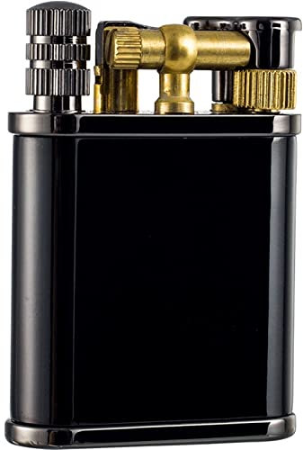 Vintage-Kerosin-Feuerzeug, Retro-Antik-Feuerzeug mit permanentem Streichholz, Radfeuerzeug mit weicher Flamme, Geschenk for Männer (Kraftstoff Nicht im Lieferumfang enthalten) (Color : Schwarz)
