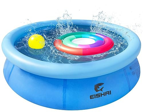 EISHAI Oasis Aufstellpool rund 240 cm x 63 cm für Kinder und Erwachsene aufblasbarer Pool für Garten (Blau 240 cm)