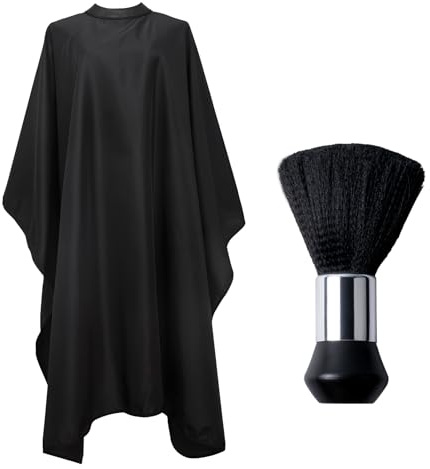 MEGAVOW Black Salon Hair Cutting Gown Barber Cape Cloth and Barber Neck Duster
