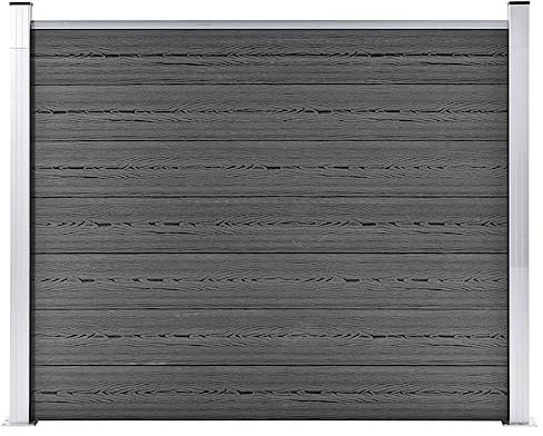 Festnight WPC Zaun Zaunelement Set WPC 180 x 146 cm WPC Sichtschutzzaun Windschutz Schwarz WPC Zaun Zaunelement Set Zaun Gartenzaun Wpc Zaun Komplettset