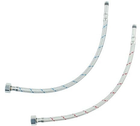 Flexible Tap Connectors Tap Tails M10 (10mm) x 1/2 Fitting 40cm Long Flexible Pipe for Monobloc Mixer Tap Pair of Stainless Steel Braided Water Supply Hose (2 Pcs)