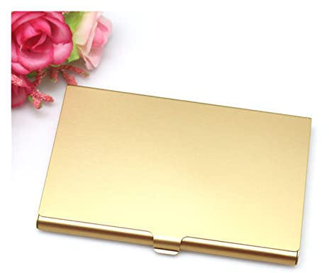 FLaig Visitenkartenhalter Aluminiumfarbenes Visitenkartenetui, tragbare kleine Metallbox-Abdeckung, Kreditkartenhalter, personalisierte Geschenke, Bürobedarf, Visitenkartenständer Ständer (Color : Go