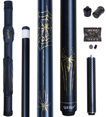 CUEELF Pool Queue Stick Spider Profi Billard Pool Queue Stick Low Deflection Pool Stick mit Etui