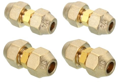 PATIKIL Ensemble de Connecteurs de Joint D'Extension de Tuyau, 4 Pièces, Adaptateur de Raccord Sans Soudure avec Écrous à Bride pour Tuyau en Cuivre de Diamètre 1/4 et 3/8 HVAC