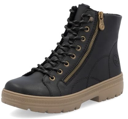 Rieker Damen Schnürstiefeletten N0031, Frauen Stiefeletten, lose Einlage,halbstiefel,Kurzstiefel,uebergangsschuhe,schwarz (00),38 EU / 5 UK