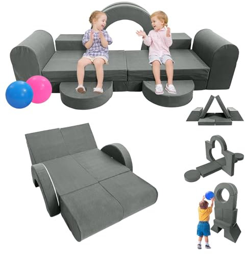 Fivetry Modulares Kinder-Spielsofa – Kindercouch für Spielzimmer, 12-teilig, umwandelbare Kindercouch, fantasievolles Kindersofa, Couch, bequeme Kinderspielzimmermöbel, Kinderspielsofa mit