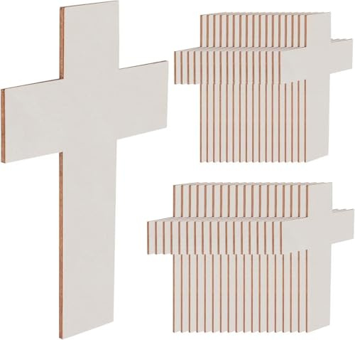 Tissting 36 Piezas Cruz de Madera, Recortes de Madera Contrachapada sin Pintar, Adornos Cruzados A Granel 11 x 7 cm, 3mm de Grosor, Ideales para Manualidades de Boda, Fiestas y Decoración Navideña