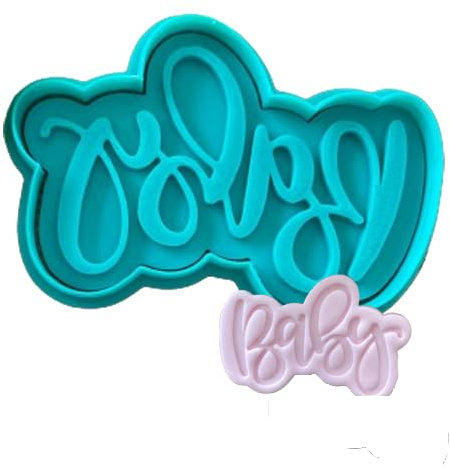Tagliabiscotti.it - Cookies Cutter Tagliabiscotti scritta  Baby  - Nascita/Battesimo - 8cm x 5,5cm