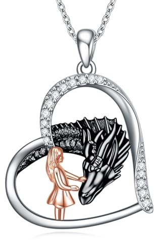 YAFEINI Drachen Kette für Mädchen - 925 Sterling Silber Drachen Anhänger Halskette - Schmuck Geschenk für Damen