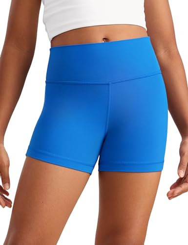 CRZ YOGA Chicas Butterluxe Shorts Deportivos de Motociclista Niños Adolescente Salón Activo Bailar Yoga Correr Azul Destello M