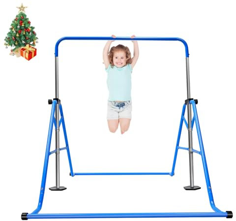 Garbenat Turnreck Gymnastik Kinder Klappstange Turnstange Garten Kinder Multifunktions Erweiterbare Bar für Kinder Heimtraining 100KG Tragfähigkeit Reckstange Outdoor Bar für 3-8 Jahren Kinder-Blau